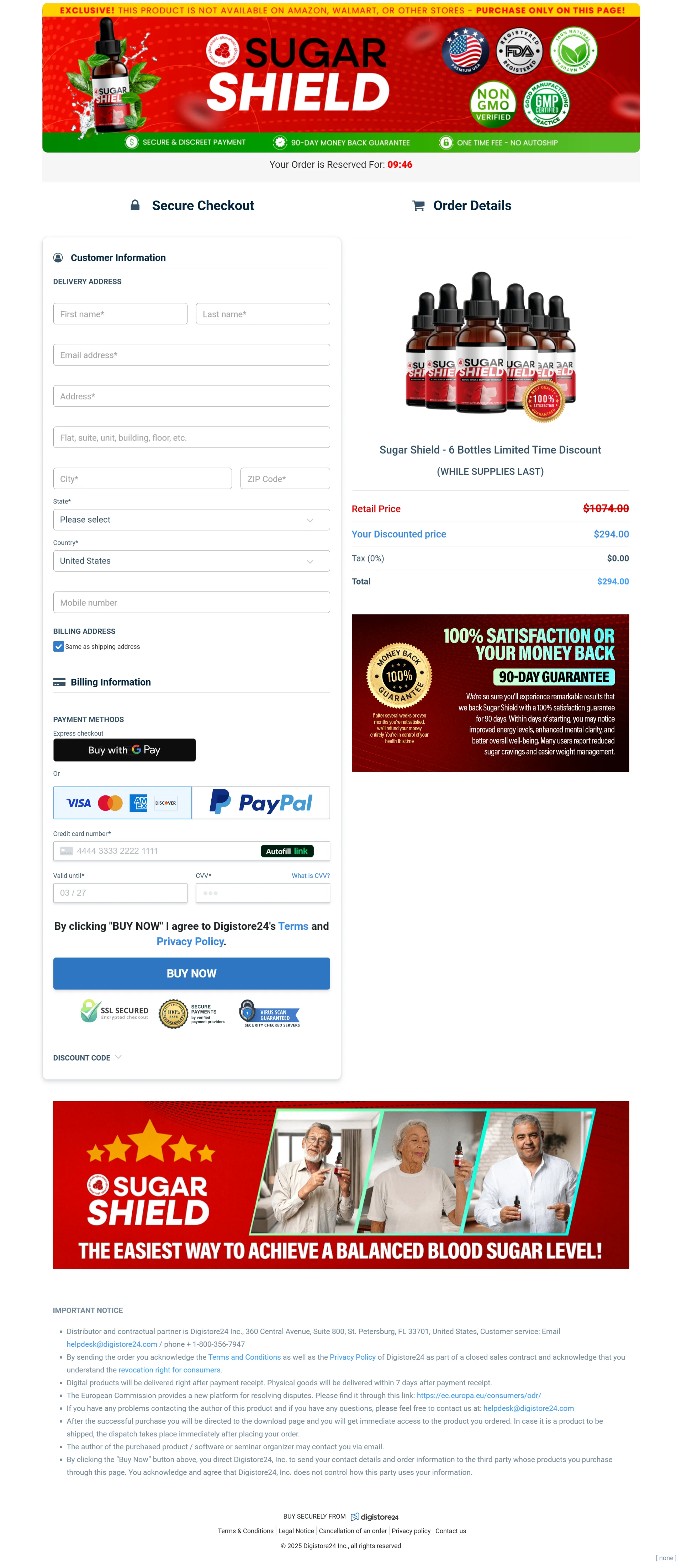 Sugar Shield order form